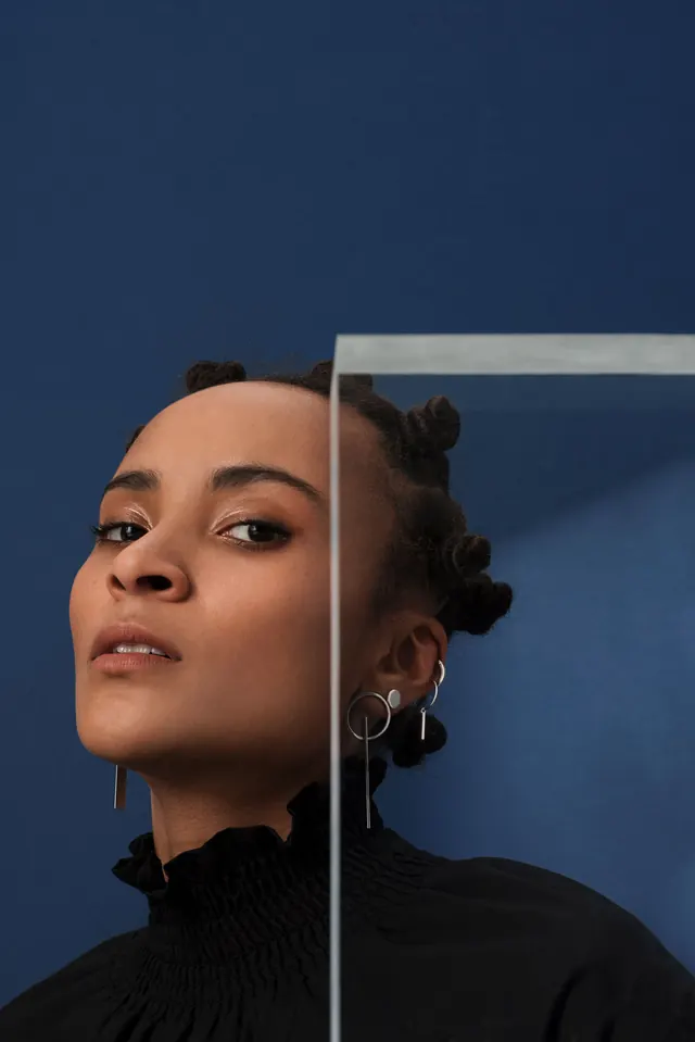 Portrait with Mirror Reflection, photographic, minimal, dark