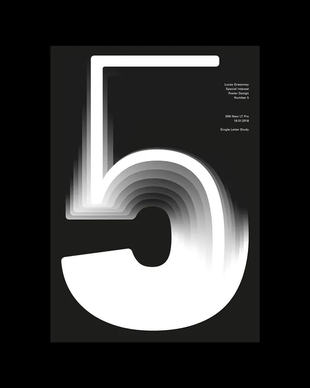 Abstract Number 5 Graphic, minimal, swiss, monochrome