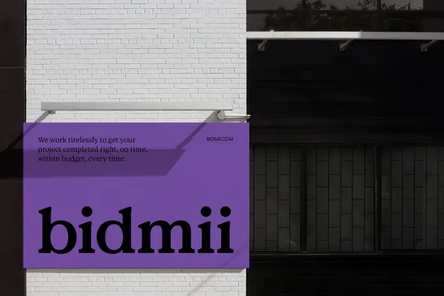 Bidmii Wordmark and Layout, minimal, swiss, high-contrast