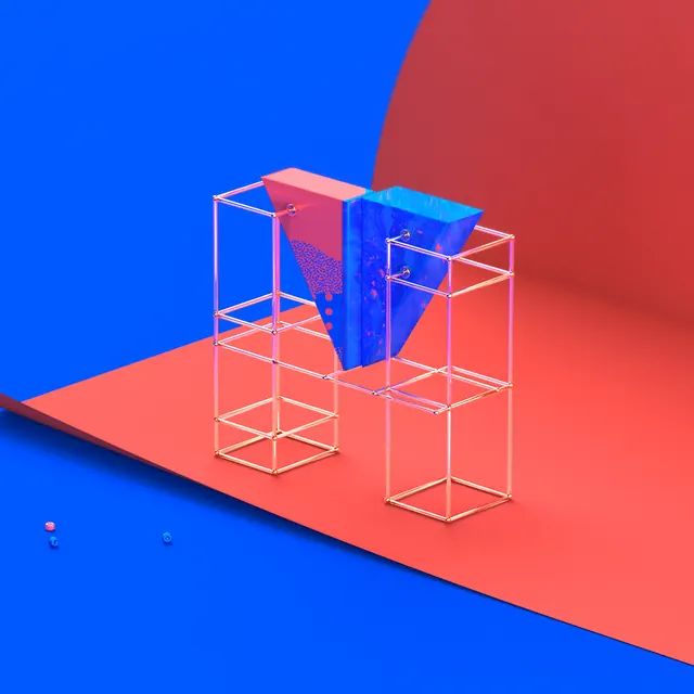 Abstract 3D Geometric Composition, minimal, geometric, vibrant