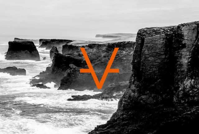 Coastal Cliff Landscape with Orange Arrows, monochrome, photographic, monochrome