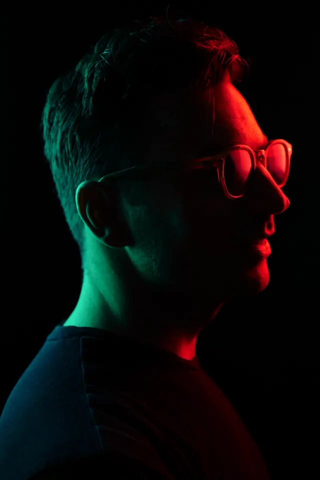 Cyberpunk Portrait with Neon Lighting, dark-mode, photographic, dark