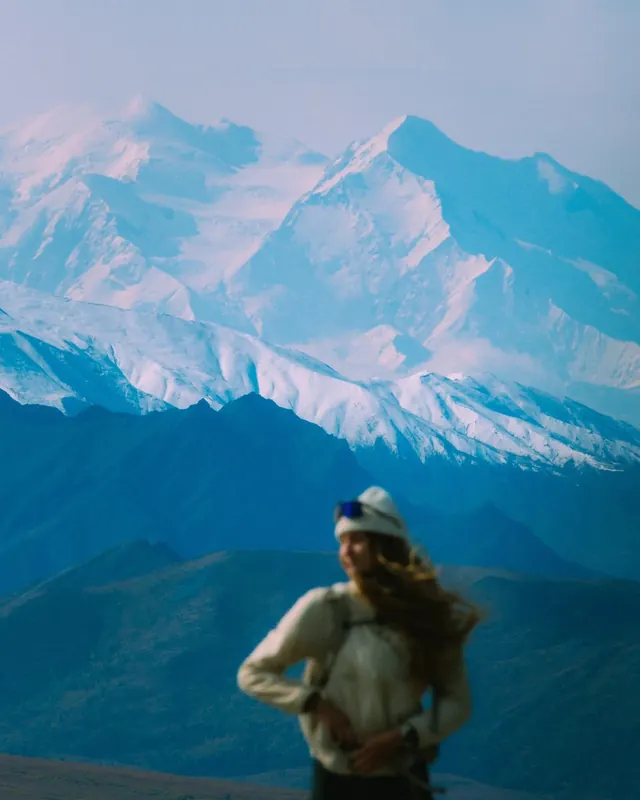 Mountain Landscape with Figure, photographic, organic, cool