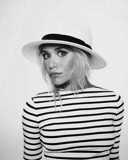 Monochrome Portrait of a Woman in a Striped Shirt, monochrome, photographic, monochrome