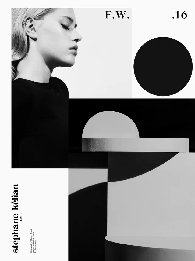 Minimalist Editorial Layout with Geometric Shapes, minimal, swiss, monochrome