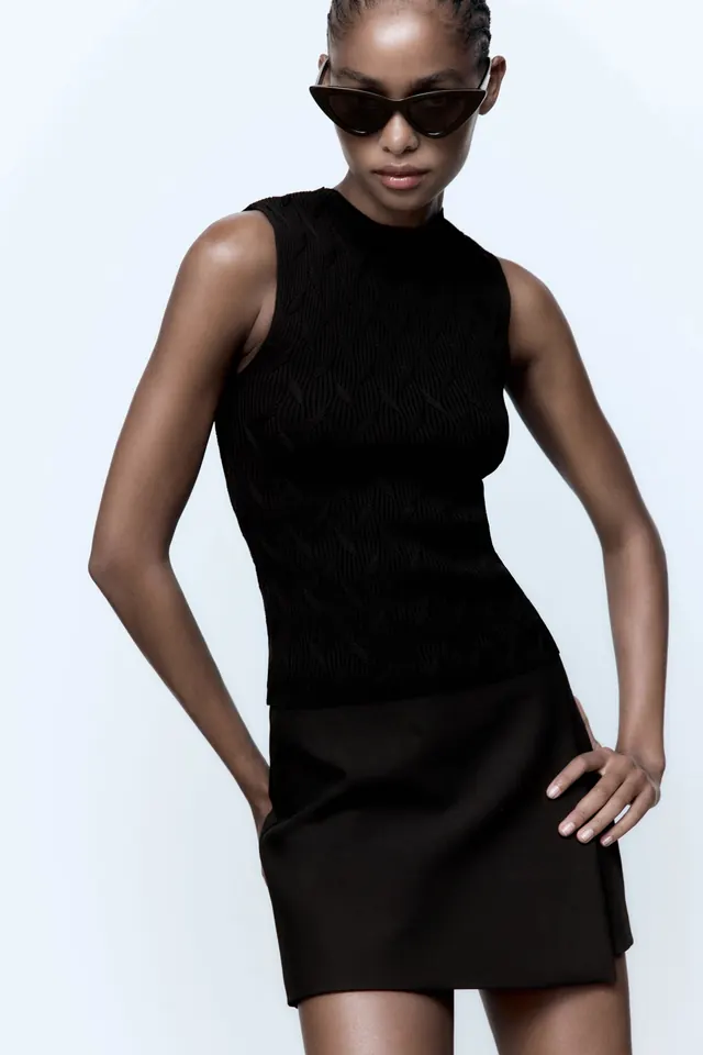 Woman in Black Sleeveless Dress, minimal, luxury, monochrome