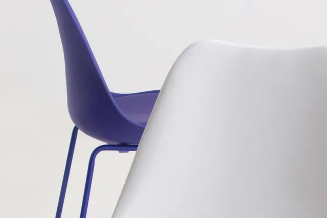 Blue and White Chair Composition, minimal, geometric, vibrant