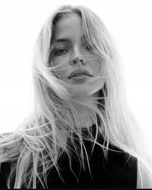 Monochrome Portrait with Hair Veil, monochrome, photographic, monochrome