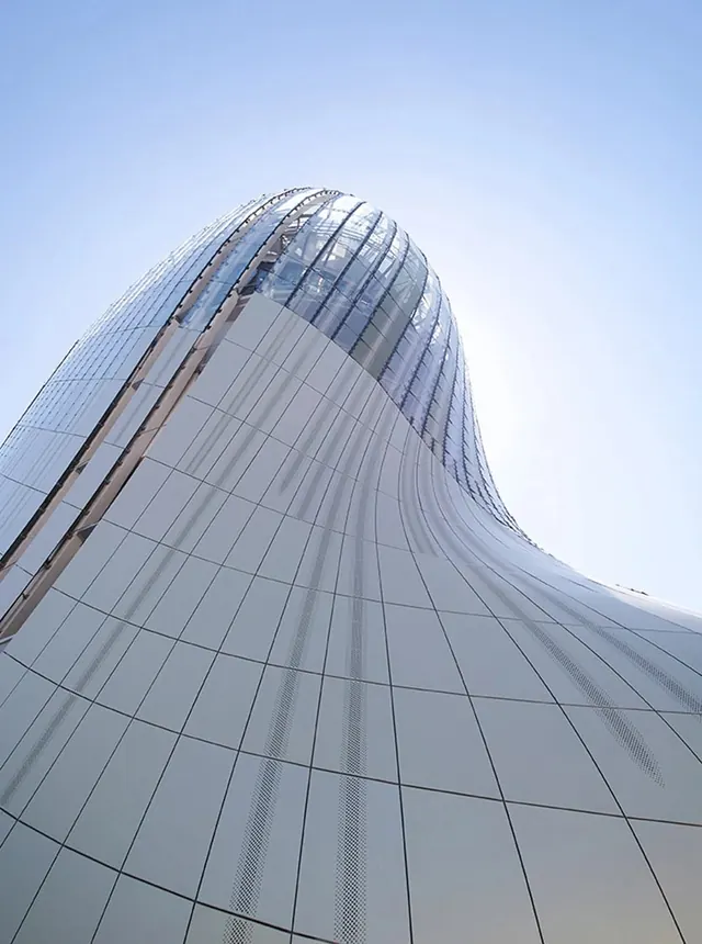 Curved Glass Architecture, minimal, photographic, light