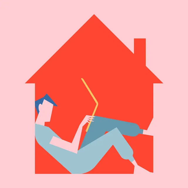 Person Relaxing in House Illustration, minimal, flat, vibrant
