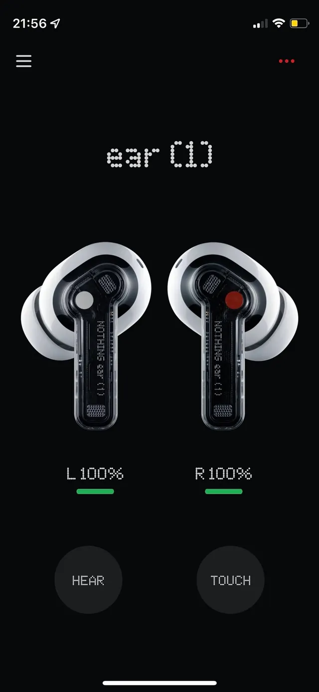 Ear Monitoring App UI, minimal, dark-mode, dark