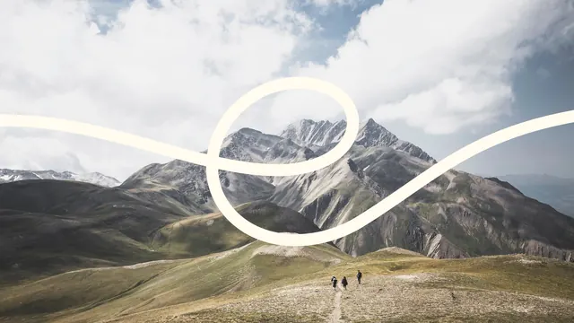 Mountain Landscape with Abstract Line Art, minimal, photographic, muted