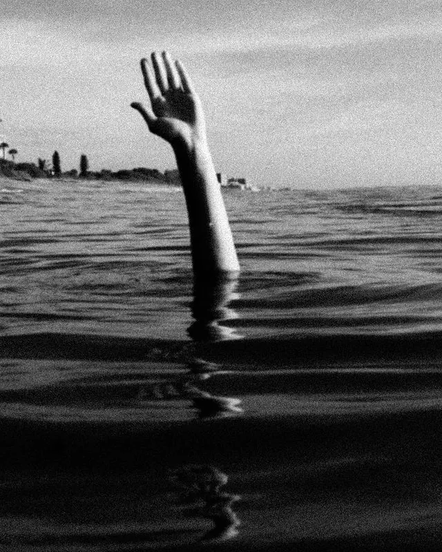 Hand Rising from Water, minimal, monochrome, monochrome