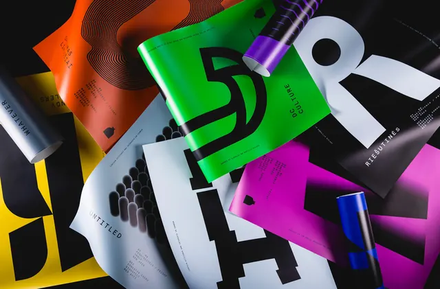 Abstract Geometric Typography Collage, maximalist, geometric, vibrant