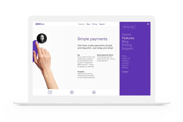 Simple Payments UI Mockup, minimal, corporate-clean, high-contrast