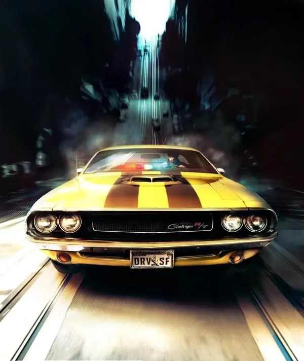 Retro Muscle Car in Tunnel, photographic, retro, dark