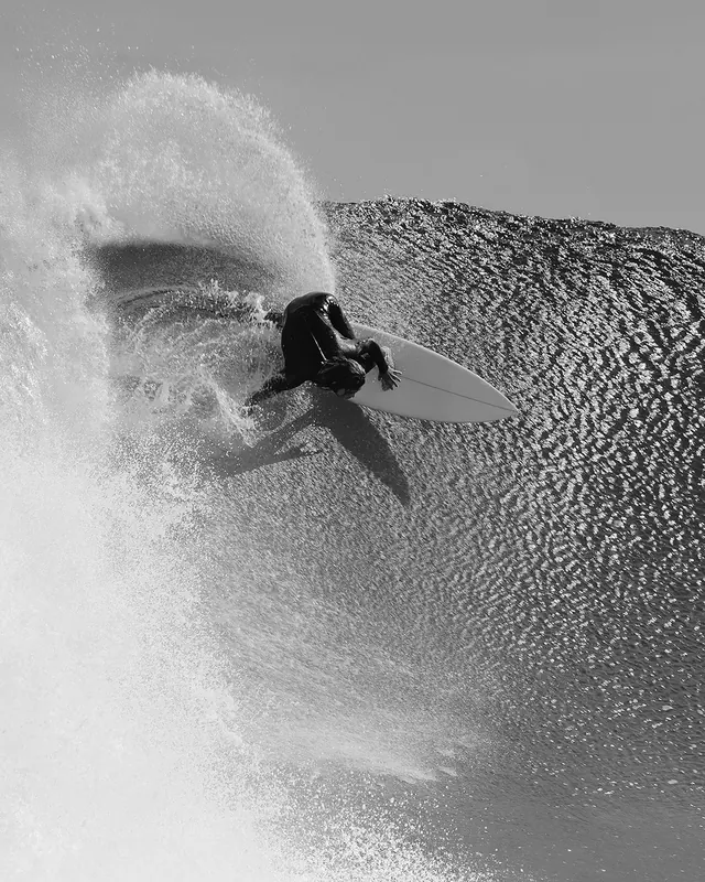 Surfer in a Wave, monochrome, photographic, monochrome