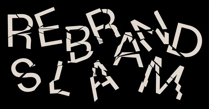 REBRAND SLAM Wordmark, brutalist, neo-brutalist, high-contrast