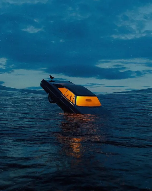 Futuristic Yacht Concept, minimal, 3d-render, dark