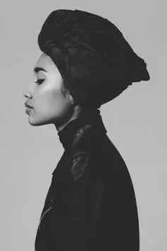 Monochrome Portrait of a Woman in a Headwrap, monochrome, photographic, monochrome