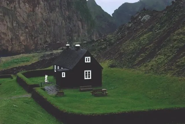 Mountain Cabin Landscape, photographic, organic, earthy