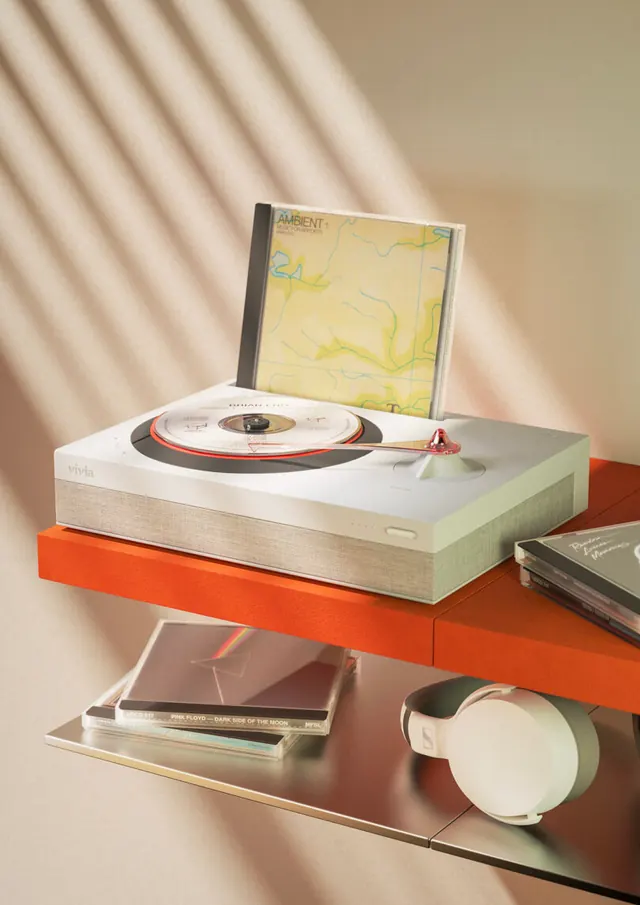 Hardware Product Mockup with CD and Display, minimal, 3d-render, light