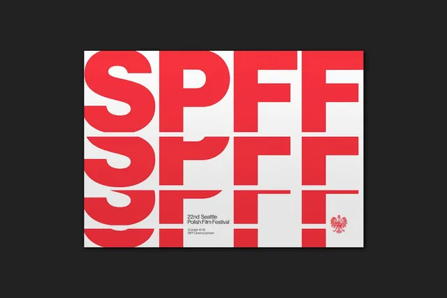 SPFF Wordmark Identity, minimal, swiss, high-contrast