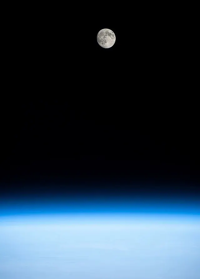 Moon and Earth Horizon, minimal, photographic, dark