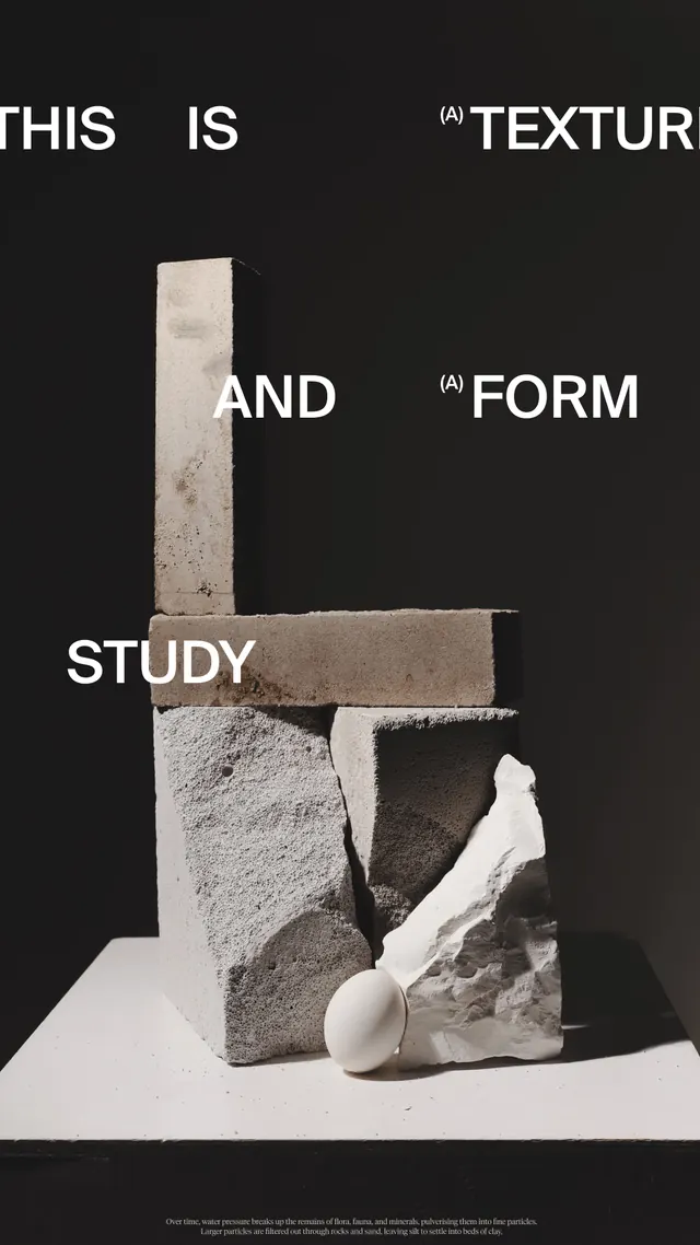 Textural Form Typography Study, minimal, brutalist, monochrome