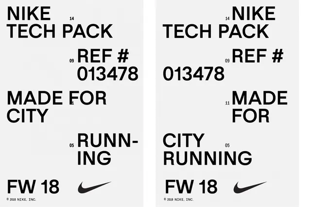 Nike Tech Pack Design Reference, minimal, swiss, monochrome