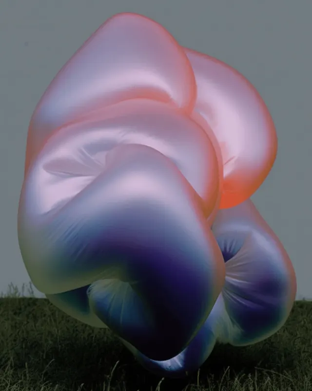 Abstract Fluid 3D Shape, organic, 3d-render, vibrant