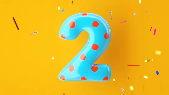 3D Number Two Illustration, playful, 3d-render, vibrant