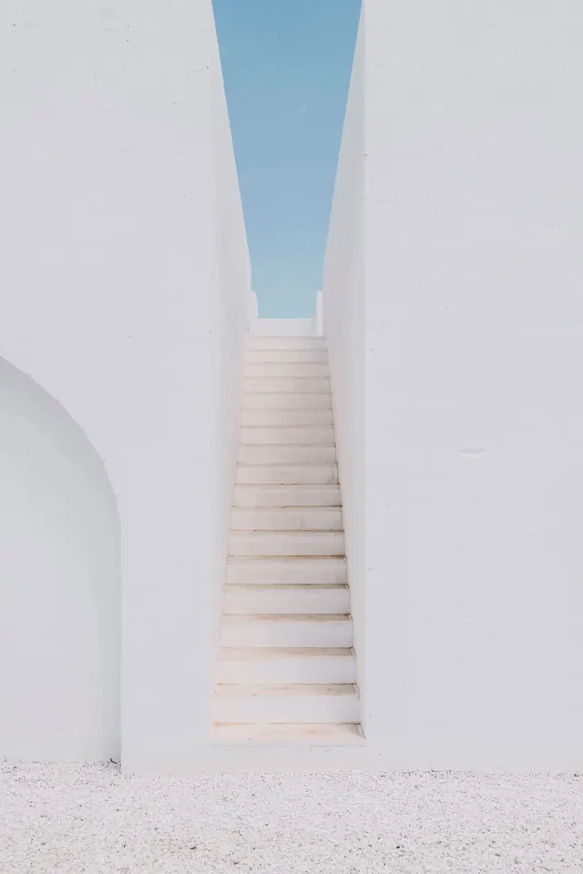 Minimalist White Staircase Architecture, minimal, geometric, light