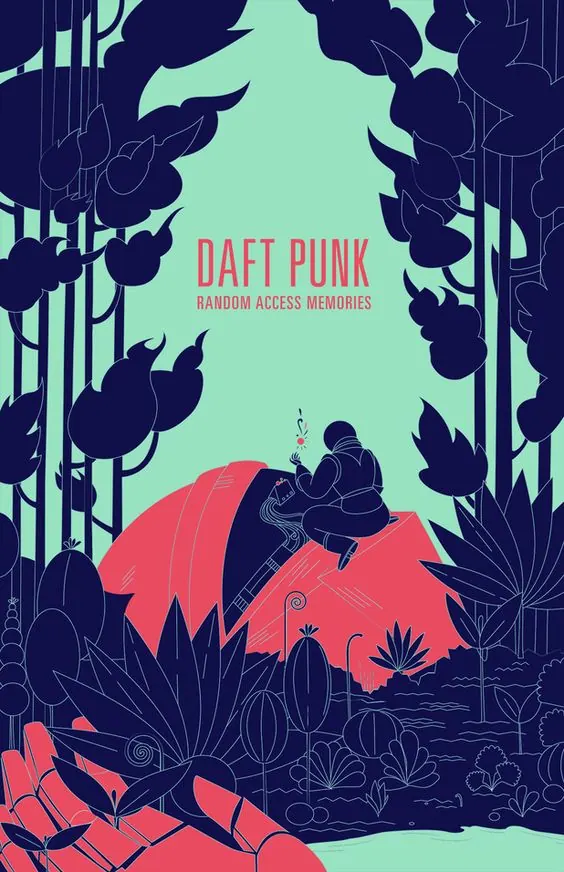 Daft Punk Album Art Illustration, flat, abstract, vibrant