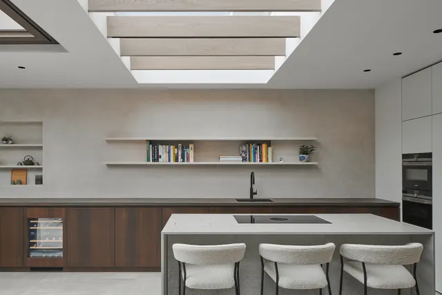 Modern Kitchen Interior with Skylight, minimal, luxury, muted