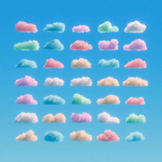 Pastel Cloud Pattern, minimal, playful, pastel