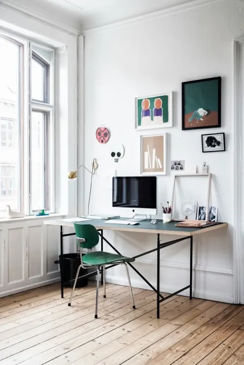 Modern Home Office Workspace, minimal, light-mode, light