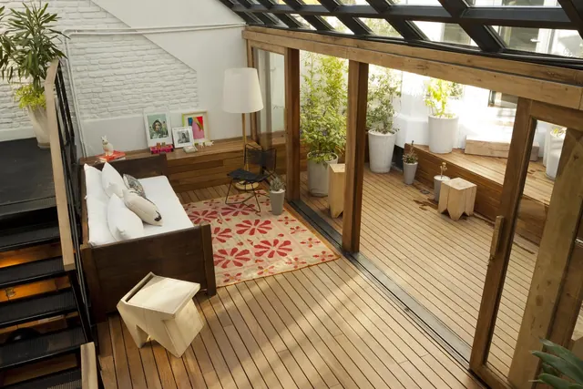 Modern Interior Design with Wood Flooring, photographic, minimal, warm