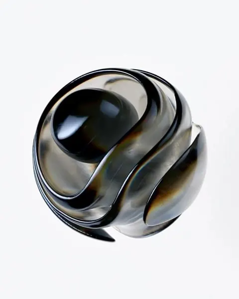Abstract 3D Fluid Sphere, glassmorphism, 3d-render, dark