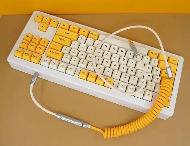 Retro Yellow Mechanical Keyboard Mockup, retro, minimal, vibrant