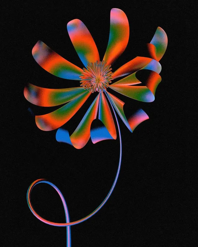 Abstract Gradient Flower Illustration, gradient-heavy, organic, vibrant