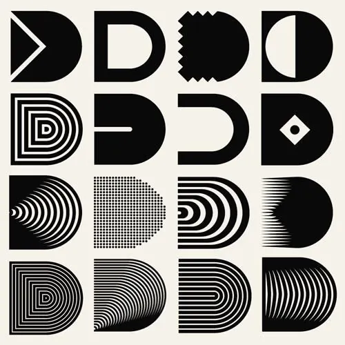 Geometric Letterform Exploration, minimal, swiss, monochrome