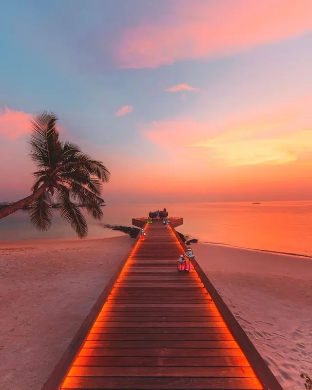 Sunset Beach Boardwalk, photographic, organic, warm