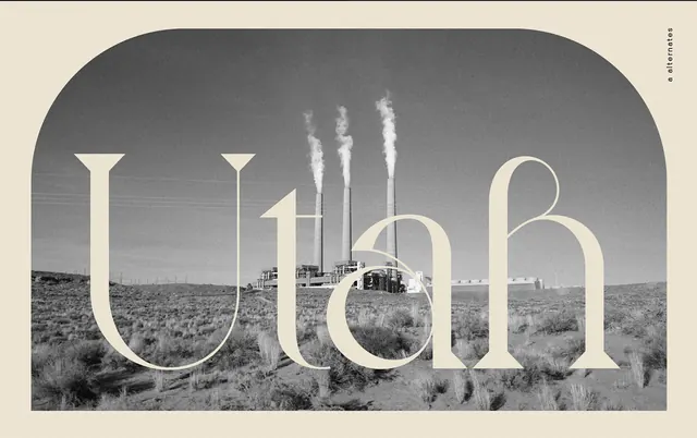 Utah Wordmark with Landscape Background, minimal, monochrome, monochrome