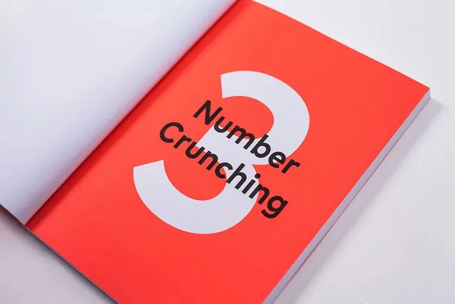 Number Crunching Book Mockup, minimal, geometric, vibrant
