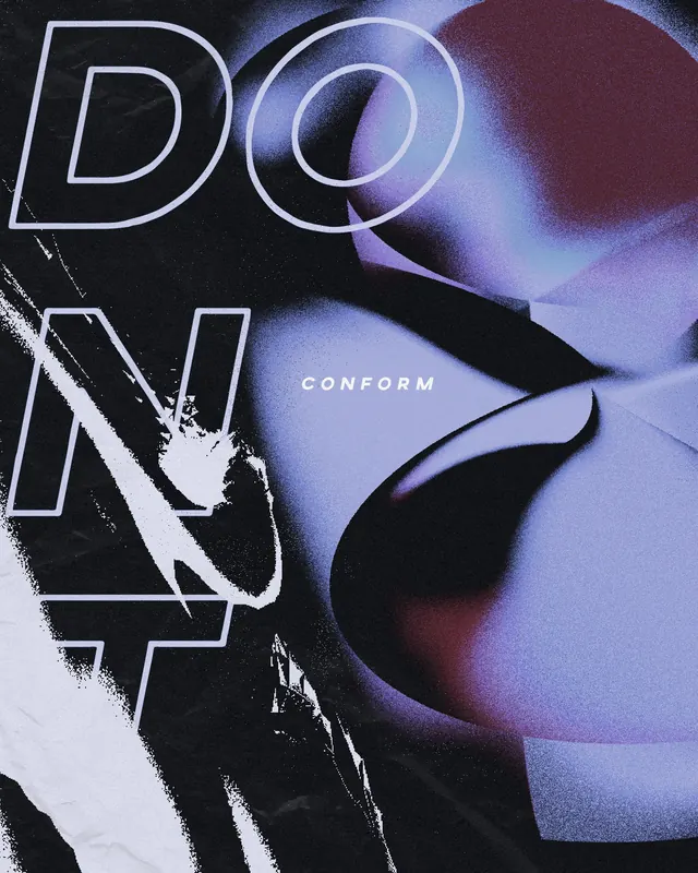 Abstract Typography and Gradient Graphic, brutalist, neo-brutalist, high-contrast