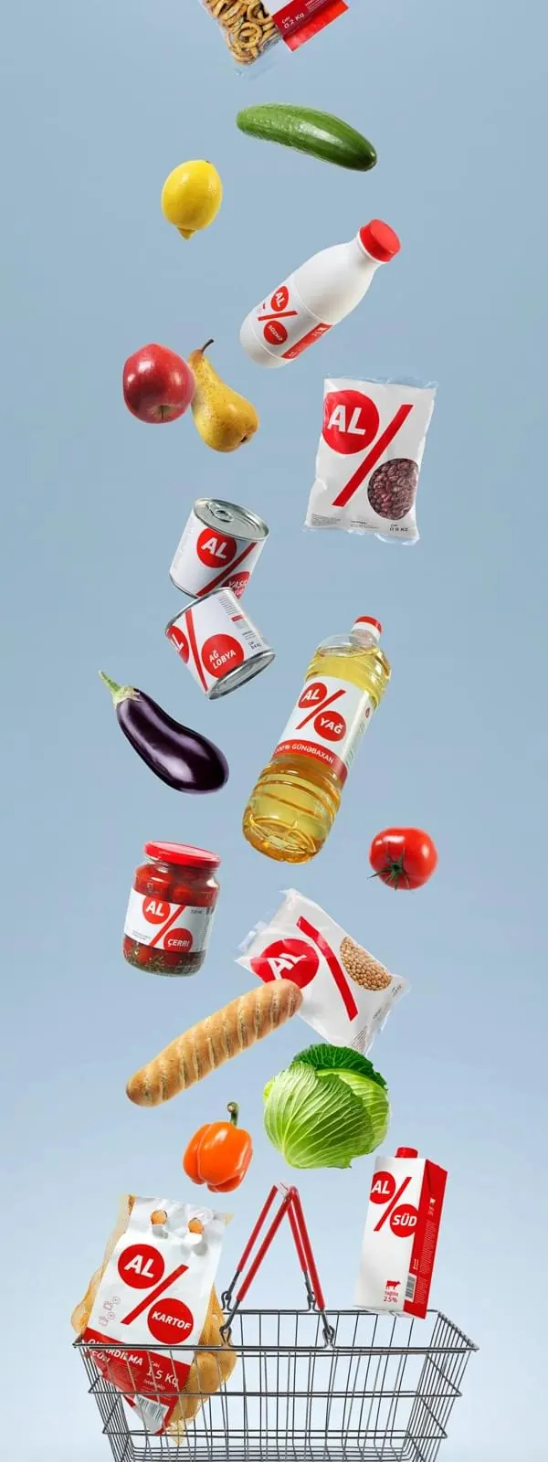 Grocery Shopping Collage, playful, illustrated, vibrant