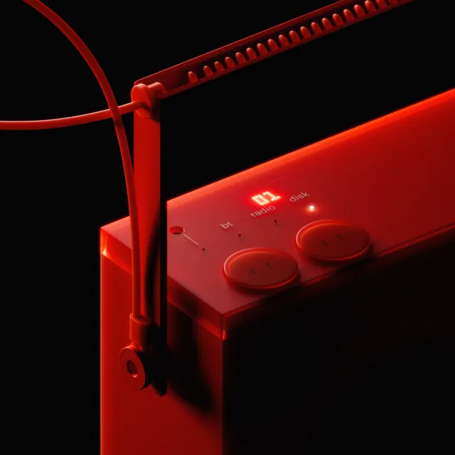Red Hardware Mockup, minimal, technical, dark