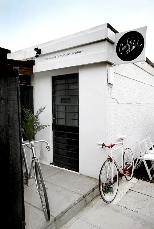 Cafe Exterior Mockup, photographic, minimal, high-contrast