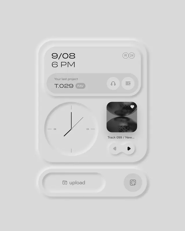 Smartwatch UI Mockup, minimal, light-mode, light